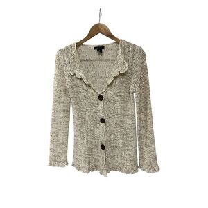 BCBGMAXAZRIA Boho Y2K Heathered Beige Cardigan Sweater M